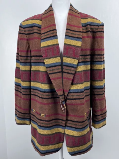 Womens August Max Southwestern Blanket Blazer Jacket Sz 18 Plus GUC Yellowstone