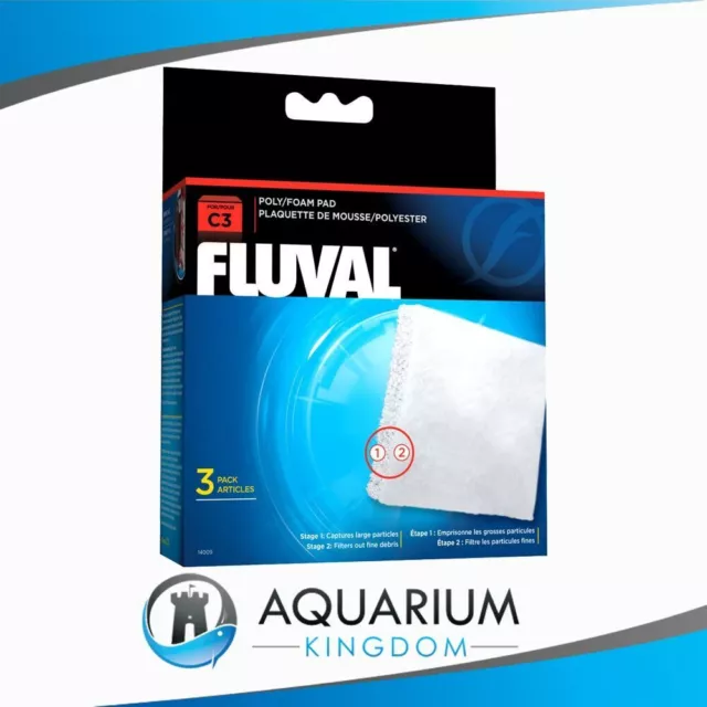 #14009 Fluval C3 Poly/Foam Pad - 3 Pack - C3 Hang on Filter -Sponge/Wool Pad