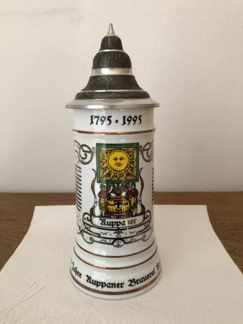 Ruppaner Brauerei Konstanz Jubiläumskrug 1995 Bierkrug  mit Zinndeckel