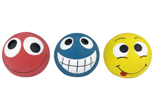 Multipet Latex Goofy Funny Face Silly Squeakers 2.5" Dog Toy 3 Toys Per Package