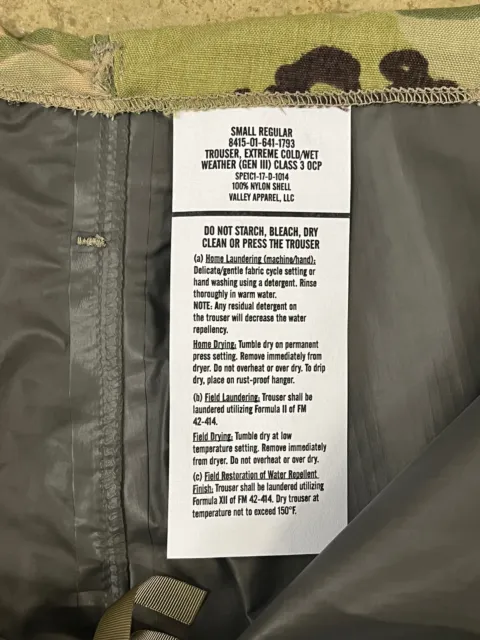 USGI Gen III Multicam OCP Extreme Cold Wet Weather Trouser Size Small Regular 3