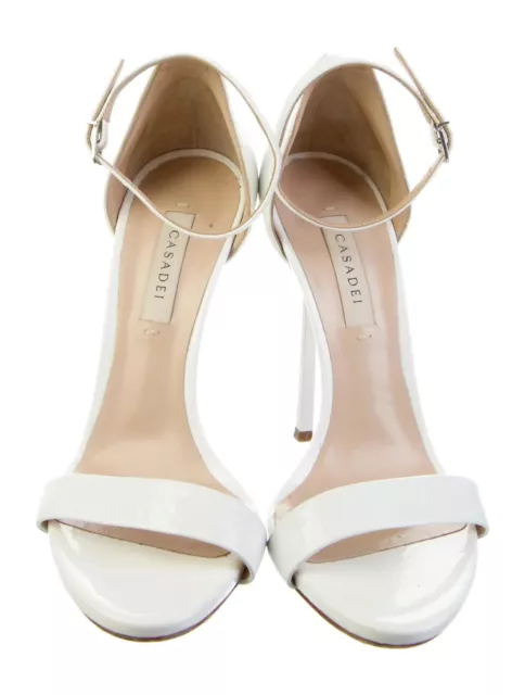 CASADEI White Patent Leather Sandals Blade Heels Size 5 IT 35 Good Condition 3