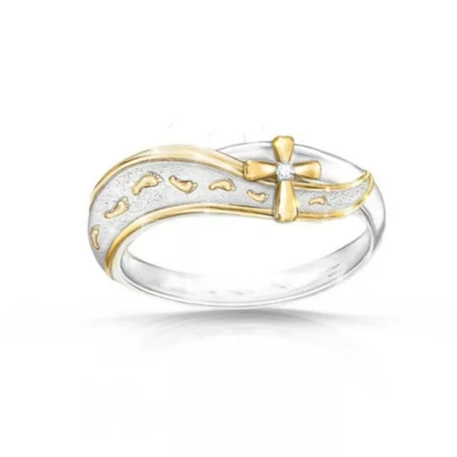 FASHION EXPLOSION REFINED Gold Cross Silver Ring Jewelry Wedding Gift ...