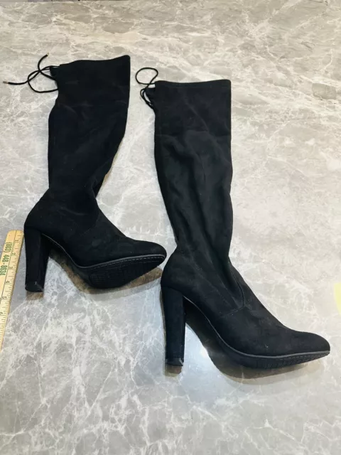 STEVE MADDEN Over The Knee Black  Statement Block Heel Women’s Boots SZ 8