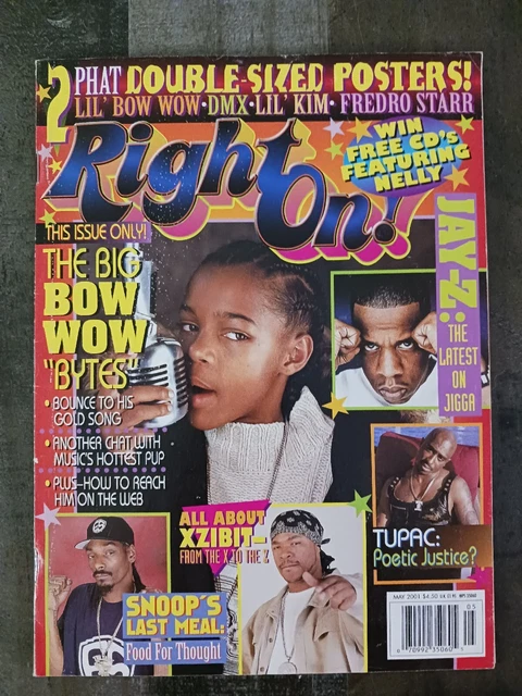 Right On! Magazine Vintage May 2001 Tupac Snoop Bow Wow Poster Intact Right On! Magazine Vintage May 2001 Tupac Snoop Bow Wow Poster Intact