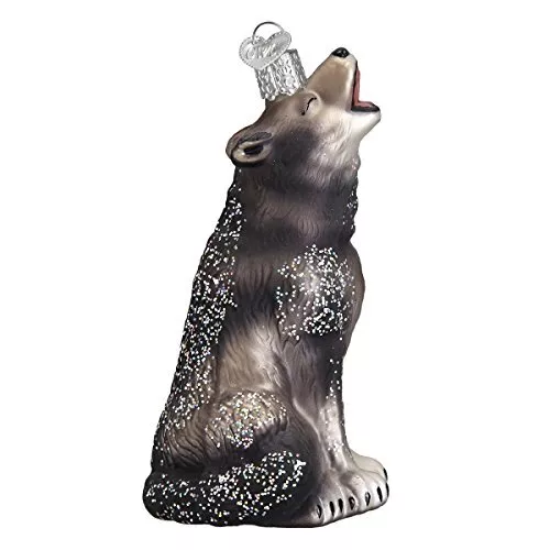 Howling Wolf Glass Old World Christmas Ornament 12163 FREE BOX