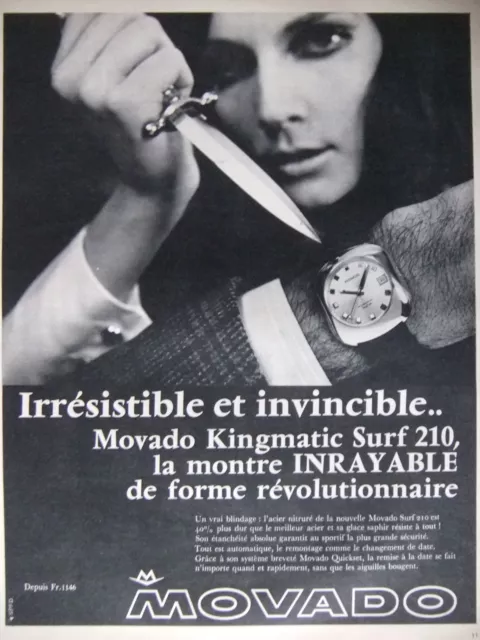 Publicité De Presse 1968 Montre Movado Kingmatic Surf 210 - Advertising