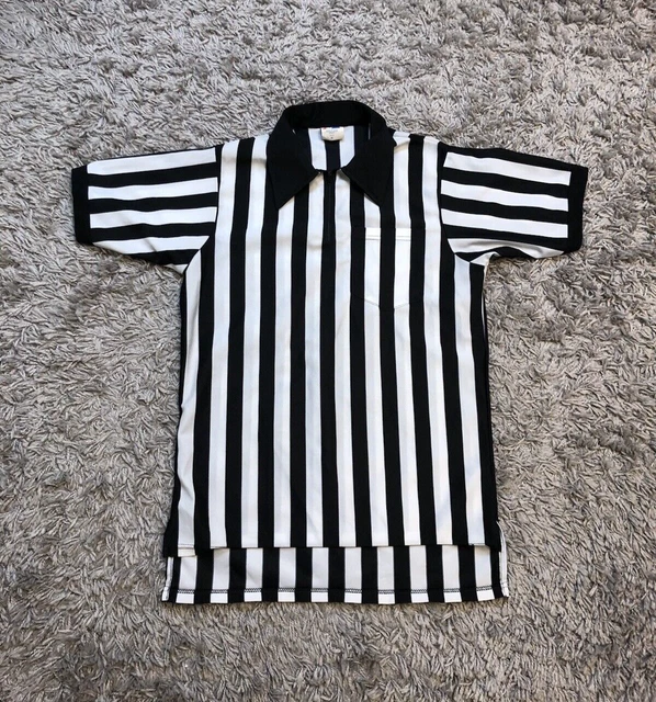 VINTAGE 90s Majestic Referee Zip Polo Shirt Size Medium Made in USA Sports
