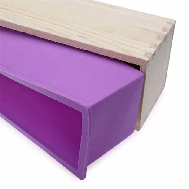 Flexible rechteckige Seifenlaib-Silikonform mit Holzkiste DIY-Werkzeug für die