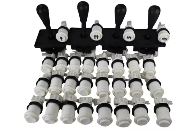Happ Arcade Control Panel White Kit - 4 Player - Ultimate Joysticks Happ Arcade Control Panel White Kit - 4 Player - Ultimate Joysticks