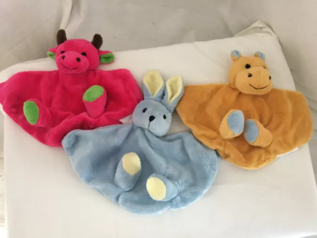 Lot de 3 Peluches Doudou Plat jeu d'éveil 1er âge 24cm PDOU006