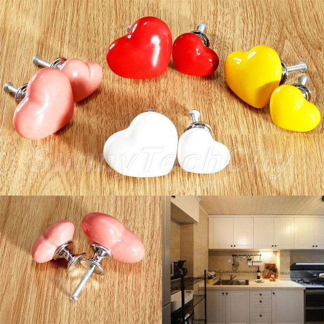 Boutons en céramique mode forme de cœur poignée de porte armoire tiroir poignées