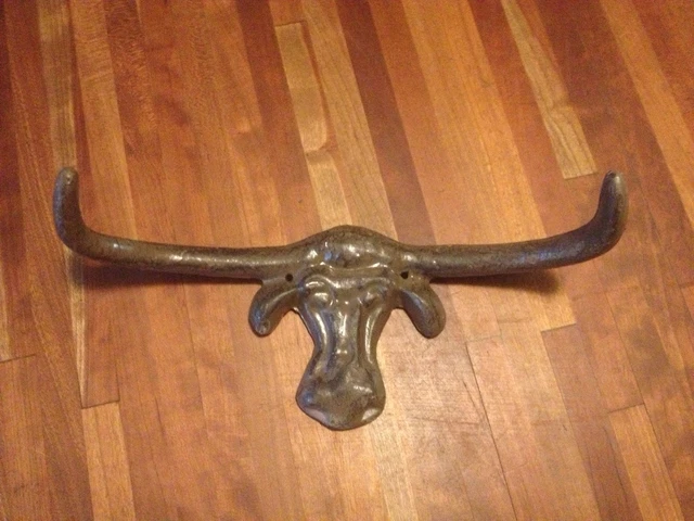 Cast Iron Cow Head Coat or Hat Rack with Hornes Ten (10") Inches Wide
