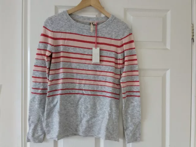 White Stuff Narrator Stripe Jumper - Light Grey - Size 8 - New without tags