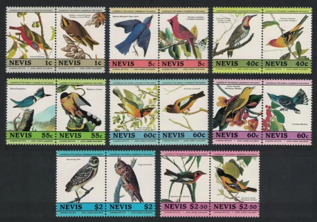 Nevis Birds Audubon 16v in pairs COMPLETE 1985 MNH SG#269=292 Sc#408=413