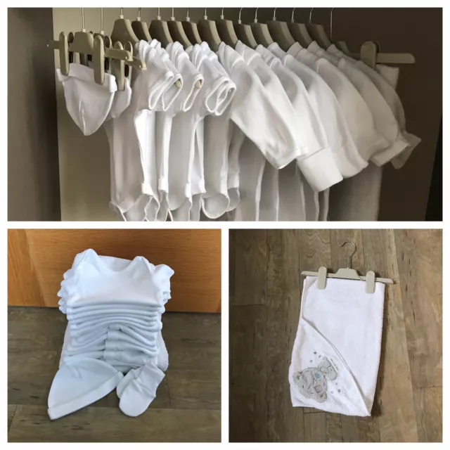 Newborn/ 0-1 Month Gender Neutral / Unisex / Boy/Girl White Baby Clothes Bundle