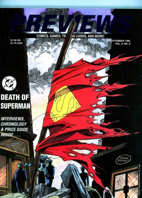 Previews Death Of Superman #9 Diamond 1992 Embossed Flipbook Cover Magazine!