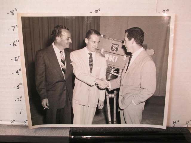 TV studio station 16 photo 1950s WNET Providence RI camera men meeting