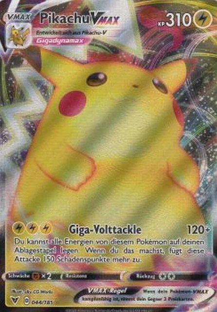 PIKACHU VMAX 044/185 FULLART Pokemon Color Shock Card German £15.52 ...