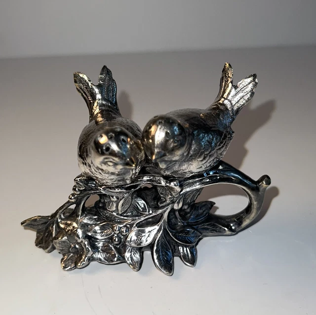 Antique Birds Salt Pepper Shakers Weidlich Bros 121 Silver Plated Figurine