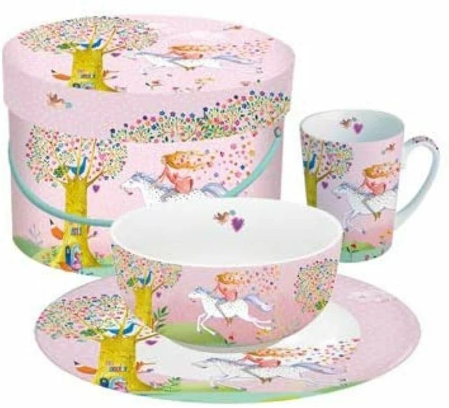 Set Pappa Colazione Bimba Ciotola Piatto Tazza/Colazione porcellana  Confezione