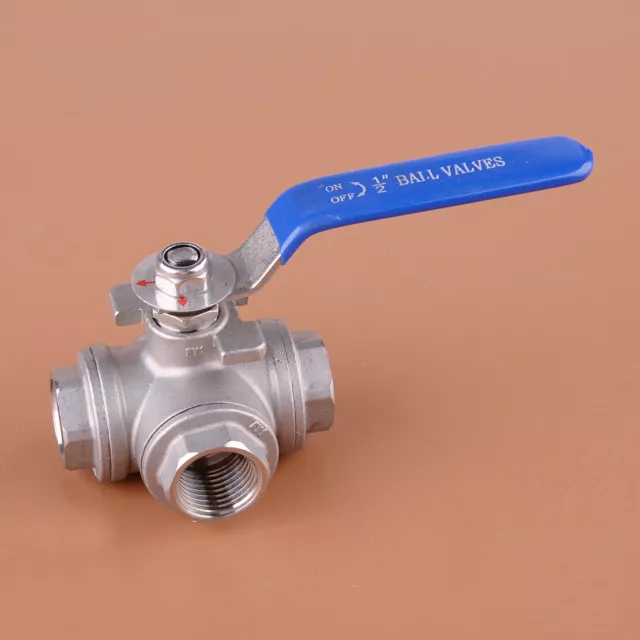 1/2" 3 Way Stainless Steel Female T Port Ball Valve Threaded Plumbing A2