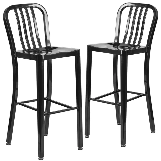 Flash Furniture Commercial Grade 30" High Black Metal Indoor-Outdoor Barstool