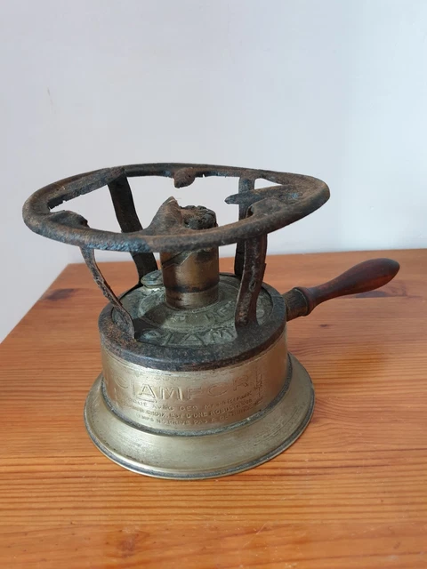 Réchaud de camping vintage en laiton avec alcool : décoration de cuisine portable - France