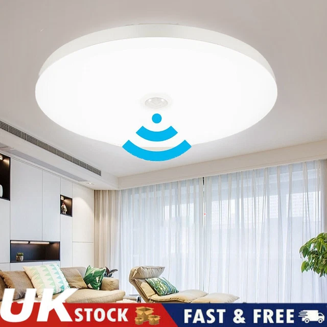 LED PIR MOTION Sensor Ceiling Light Round Panel Lights Hallway Kitchen ...
