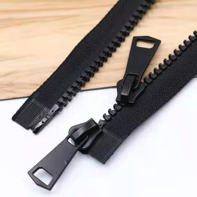 TWO SLIDERS ZIP NO.8 Resin Teeth Zipper Open End 60cm - 120cm Craft For Coat/Bag 2