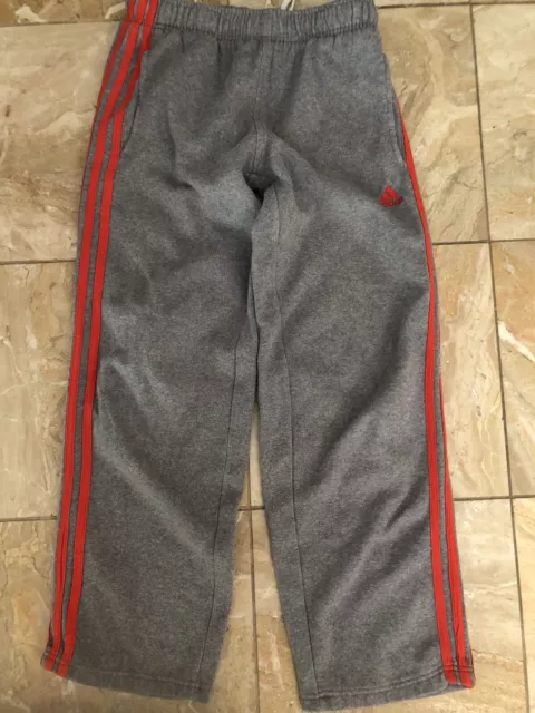 Adidas Gray With Red Stripe Jogger Sweatpants Boys Activewear Youth Medium 10-12