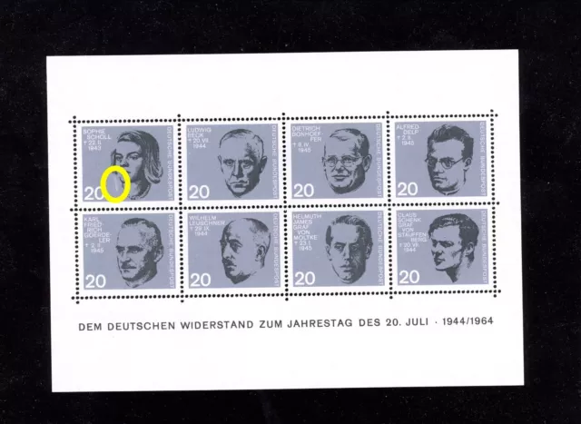 Bund / BRD - Block 3 - 20. Juli 1944 - Plattenfehler (Nr. 1773)