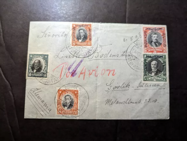 1930 Chile Airmail Overprint Cover Antofagasta to Gorlitz Sachsen Germany