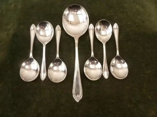 6 Nice Vintage Fruit Spoons and Server silver plated EPNS #4