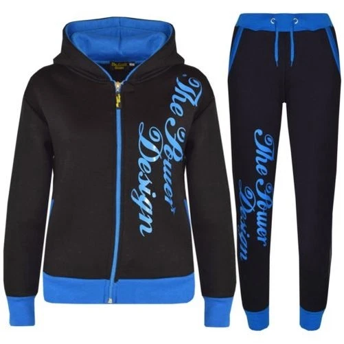 Bambini Tuta Ragazze The Power Design Maglia Blu Joggers Fondo da Jogging