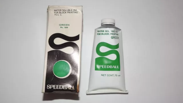 Vtg Speedball Water Soluble Ink For Block Printing Green #3504 New Imperfect Box