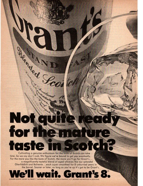1969 Grant's 8 Year Old Scotch Whiskey 86 Proof Imported Austin Nichols Print Ad