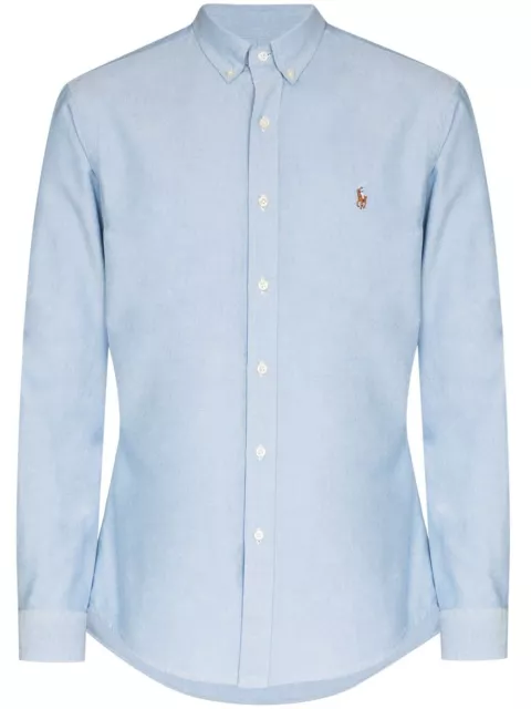 POLO RALPH LAUREN Camicia Oxford slim fit cotone 100% Blu Nuova Shirt