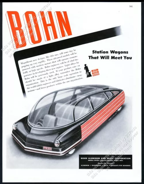 1944 streamlined future modern car George W Walker art Bohn Aluminum print ad