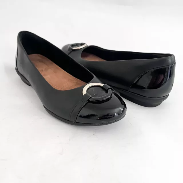 CLARKS WOMEN’S NEENAH Ballet Flats Unstructured Black Size 7.5 Leather ...