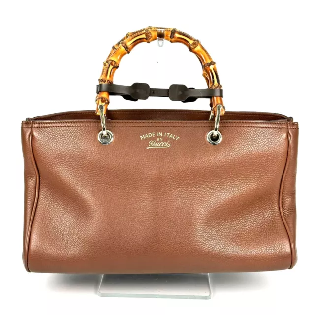 RARE Japan Limited Gucci Bamboo Shopper Handbag Medium 2 Way Shoulder Tote Bag