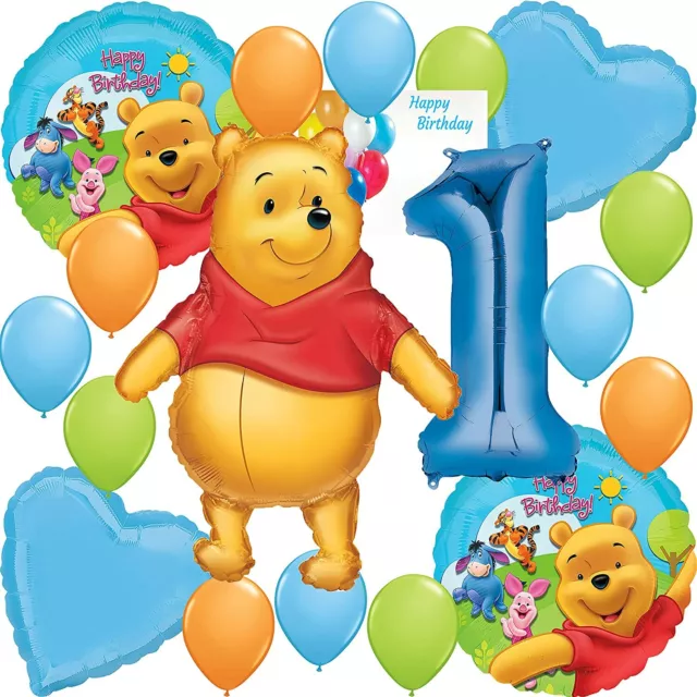 Winnie the Pooh Party Supplies Blue Balloon Bouquet for 1st Birthday