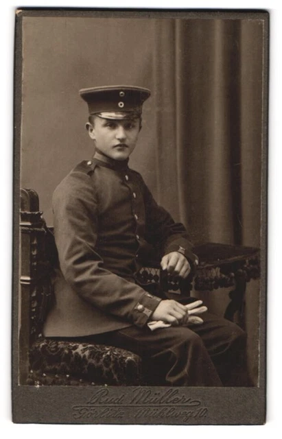 Fotografie Rudolf Müller, Görlitz, Mühlweg 10 a. d. Promenade, Soldat in Unifor