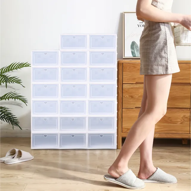 20 piezas caja de zapatos apilable transparente caja de zapatos almacenamiento de zapatos cajón