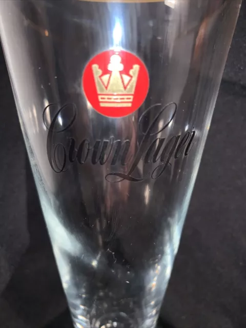 Vintage Crown Larger Beer Glass X 2  (Gold Rim) - Collectable, Mancave, Home Bar 2