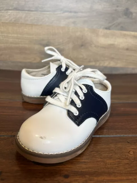 Footmates Cheer-8401 Saddle Shoes Navy White Little Girl’s Lace Up Sz 6 M