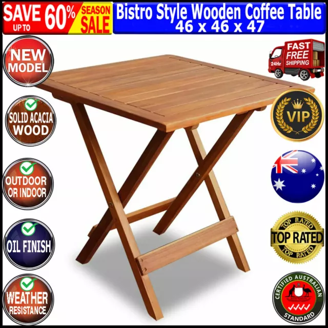 Bistro Table 46x46x47 cm Solid Acacia Wood Patio Coffee Table Outdoor Furniture