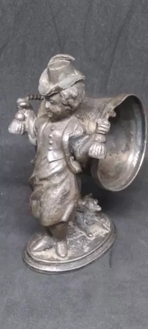 Antique silver plated figural napkin ring boy with dog Meriden Britannia