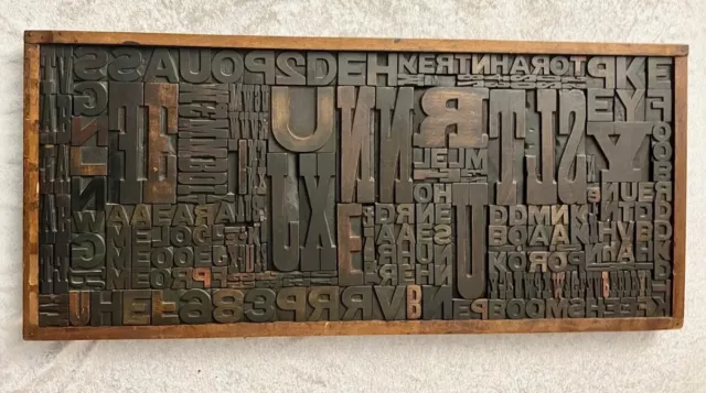 Collage Holzbuchstaben Holzlettern Setzkasten Wandbild Unikat Letterbild