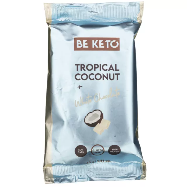 BeKeto Barre Keto, noix de coco et chocolat blanc, 40 g